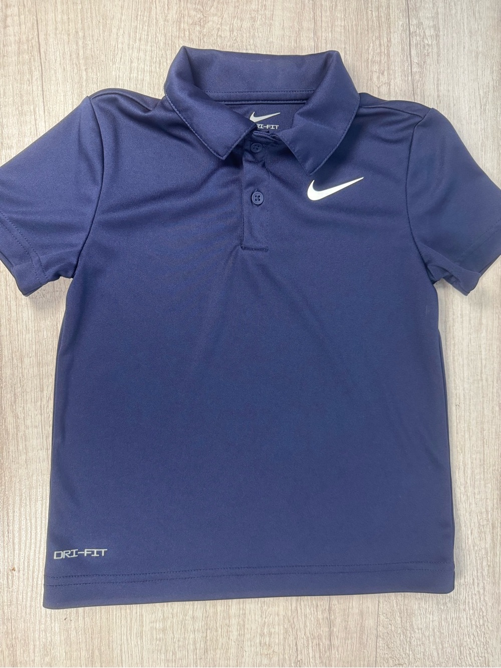 Nike Kids Dri-FIT Polo Shirt - Navy Blue with White Swoosh